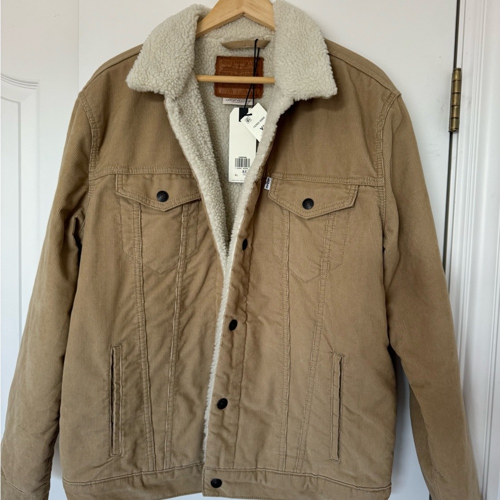 Men's Tan Sherpa-Lined Jacket
